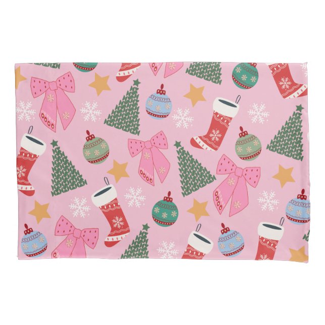 Funda De Cojín Navidades pequeños rosados (Anverso)