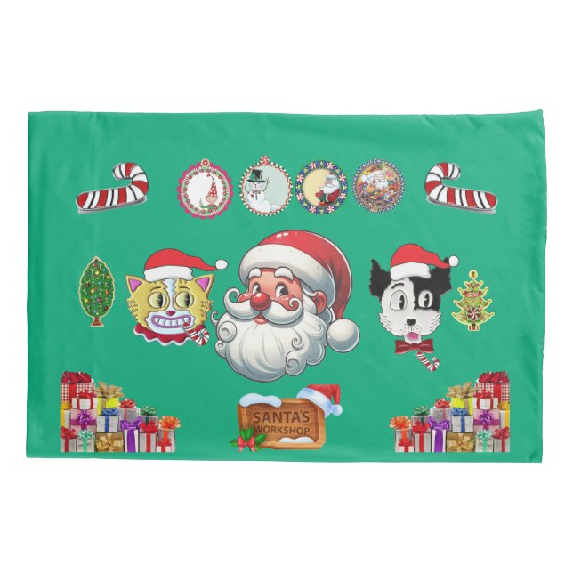 Funda De Cojín Navidades Pillowcase con Santa, Jerry y Rex (Reverso)