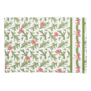 Funda De Cojín Navidades Pine Boughs y Poinsettias