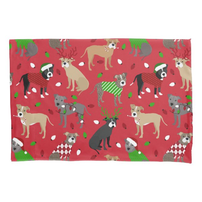 Funda De Cojín Navidades Pitbull Dogs (Anverso)