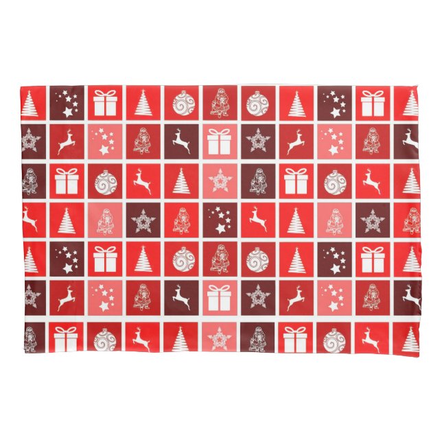 Funda De Cojín Navidades rojos festividad reno de árbol lindo (Anverso)