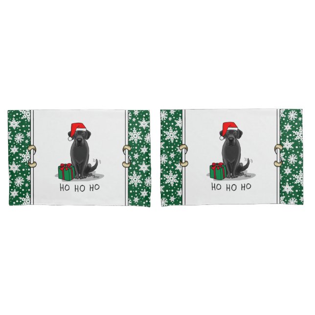 Funda De Cojín Navidades Santa Black Labrador Retriever Cute (Anverso - Set)