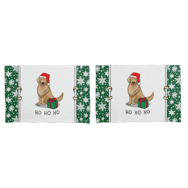 Funda De Cojín Navidades Santa Claus Golden Retriever Dog Cute (Anverso - Set)