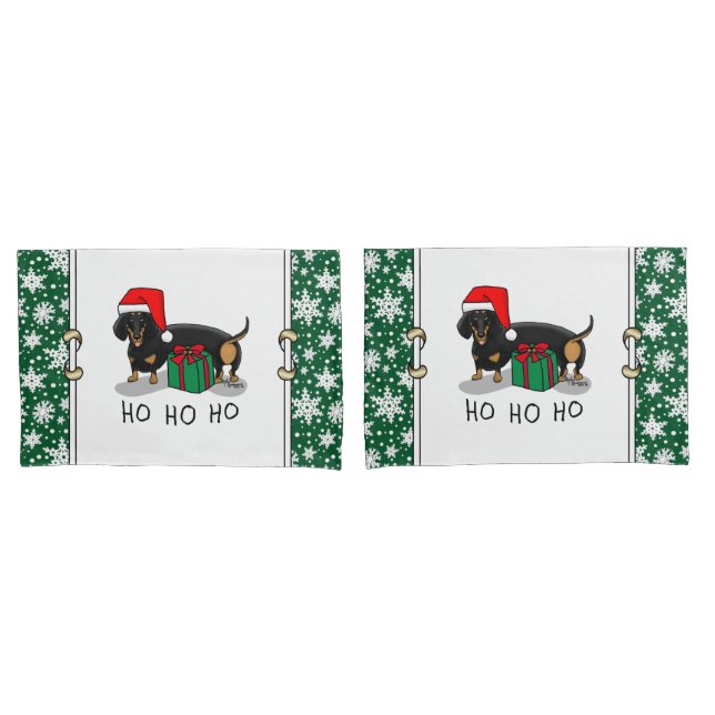 Funda De Cojín Navidades Santa Dachshund (S black & tan) Cute (Anverso - Set)