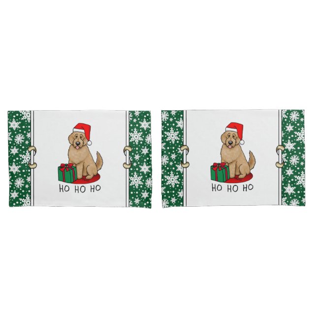 Funda De Cojín Navidades Santa Goldendoodle (rojo dorado) Cute de (Anverso - Set)