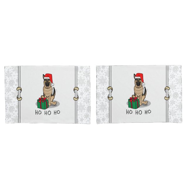 Funda De Cojín Navidades Santa Hat German Shepherd Dog Cute (Anverso - Set)