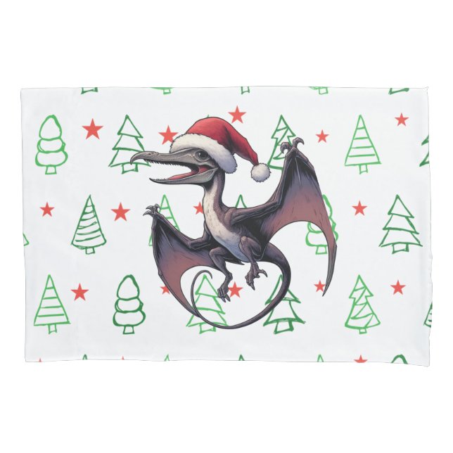 Funda De Cojín Navidades Santa hat pterodáctilo (Anverso)