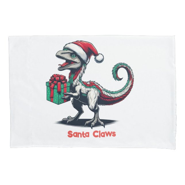 Funda De Cojín Navidades Santa hat raptor (Anverso)