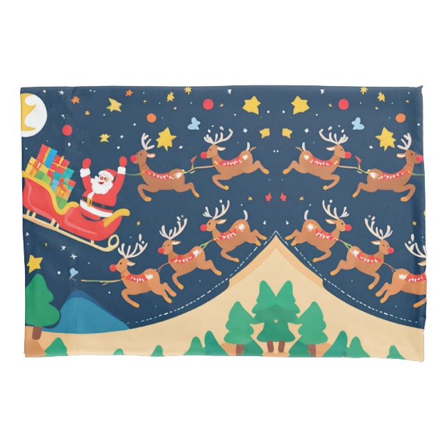 Funda De Cojín Navidades Santa Reindeer Vienen A La Ciudad (Anverso)