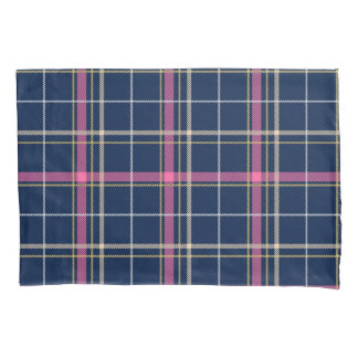 Funda De Cojín Navy Blue Tartán Plaid Líneas Amarillas Blancas Ro