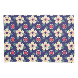 Funda De Cojín Navy Blue with Cream Flowers