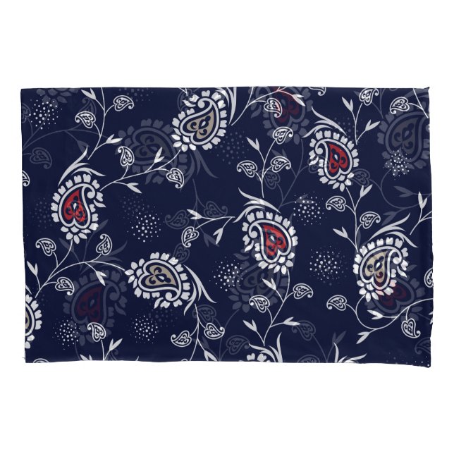 Funda De Cojín Navy Paisley: Diseño de Patrones Elegantes. (Anverso)