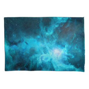 Funda De Cojín Nebulosa de origen, luz azul, astronomía.