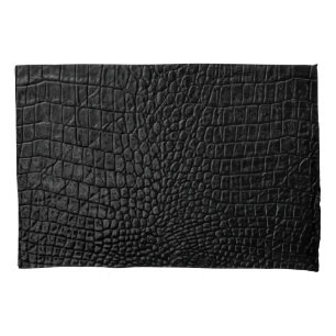 Funda De Cojín Negro brillante: Elegancia de textura de cuero