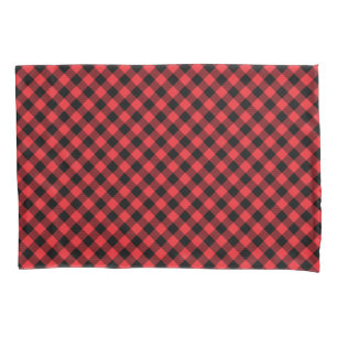 Funda De Cojín Negro rojo de búfalo revestido