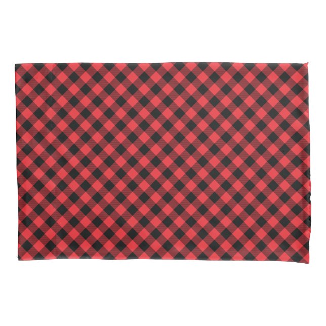 Funda De Cojín Negro rojo de búfalo revestido (Anverso)