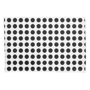 Funda De Cojín Negro sobre puntos de polka horizontal de gran tam