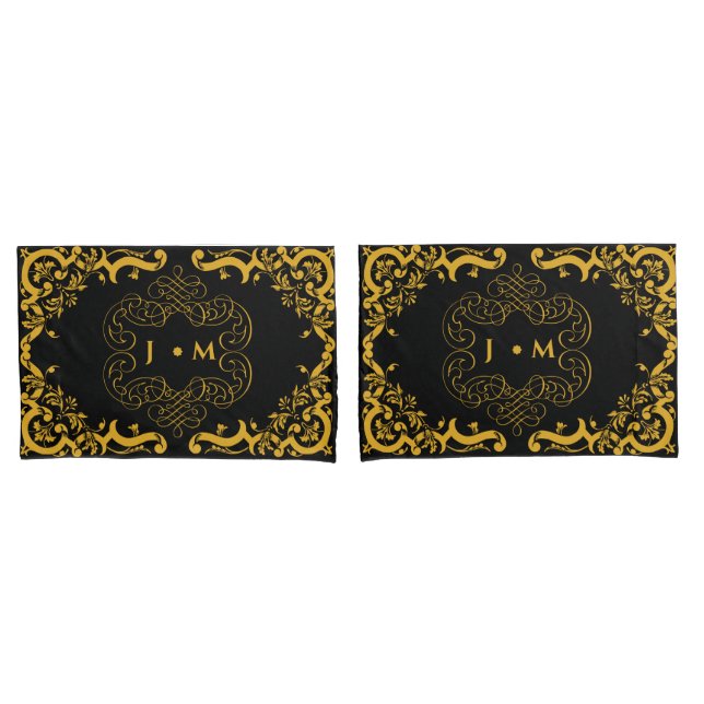 Funda De Cojín Negro y oro con mensaje personalizado (Anverso - Set)