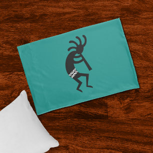 Funda De Cojín Negro y trullo de Kokopelli del sudoeste