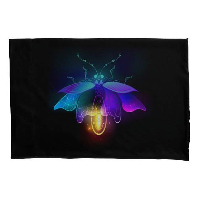 Funda De Cojín Neon Firefly en negro (Anverso)