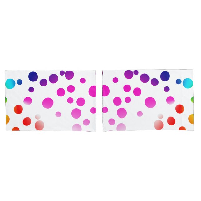 Funda De Cojín Neon Rainbow Polka Dots On White (Anverso - Set)