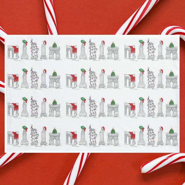 Funda De Cojín New York City Navidades NYC Holiday Architecture (NYC Christmas Pillowcase)