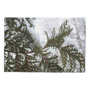Funda De Cojín Nieve en ramas verdes