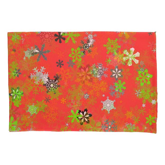 FUNDA DE COJÍN NIEVE FLAKES EN ROJO (Anverso-izquierdo)