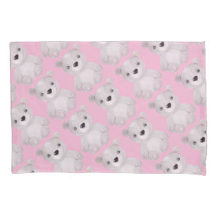Funda De Cojín Niña bebé de oso pequeño rosa