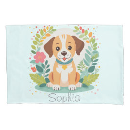 Funda De Cojín Niña Bebé Perrita Floral Adorable