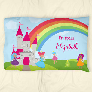 Funda De Cojín Niña pequeña Princesa de hadas con arcoiris y cast