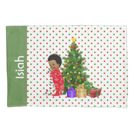 Funda De Cojín Niño afroamericano Navidad niño molido mon