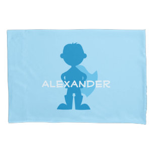 Funda De Cojín Niño Superhéroe niño Silhouette Azul personalizado