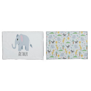 Funda De Cojín Niños animales salvajes animales elefantes califi
