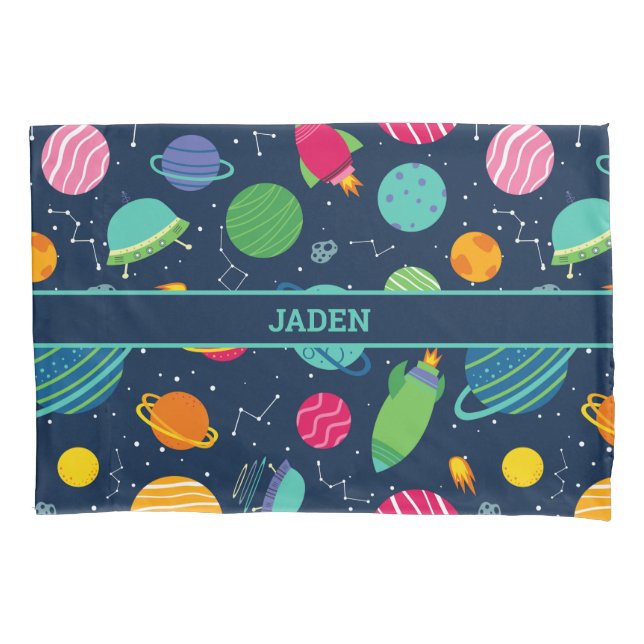 Funda De Cojín Niños Cohetes del espacio ultraterrestre Planetas  (Anverso)