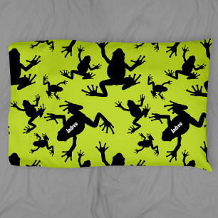 Funda De Cojín Niños con patrones de rana verde y negra