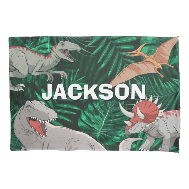 Funda De Cojín  Niños dinosaurios personalizados Dino Jurassic Tr (Anverso)