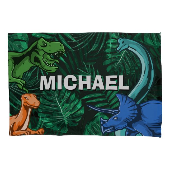Funda De Cojín Niños dinosaurios personalizados Dino Jurassic Tre (Anverso)