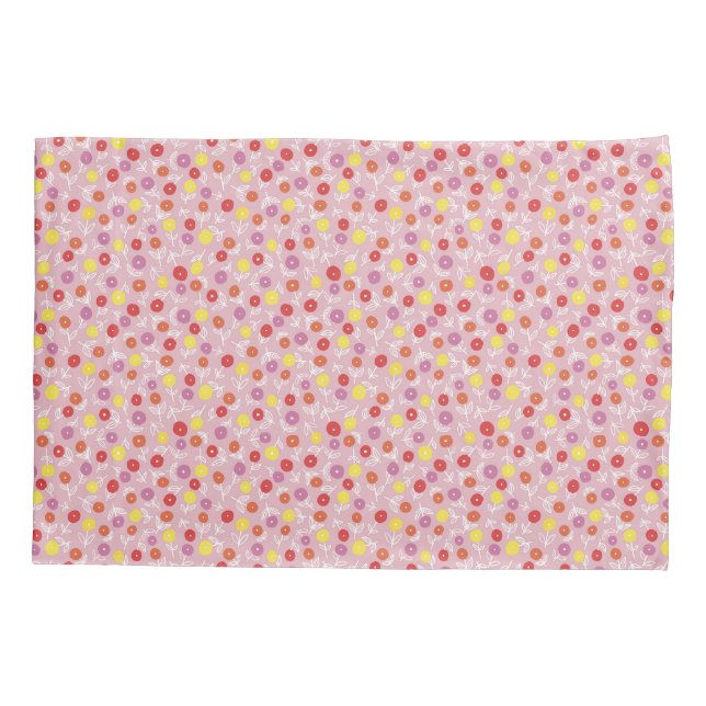 Funda De Cojín Niños Florales Rosa Ditsy (Reverso)
