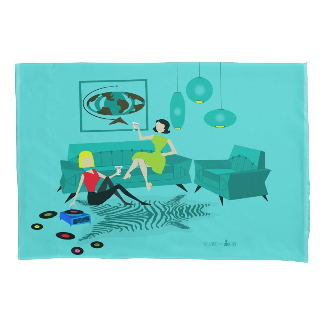 Funda De Cojín Noche Retro Chica En Pillowcase (Anverso)