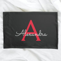 Nombra de monograma de guión negro rojo