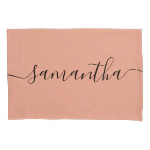 Funda De Cojín Nombre de caligrafía rosa Rubor personalizado