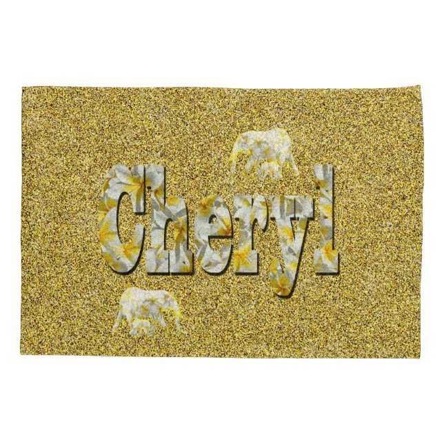 Funda De Cojín Nombre De Cheryl Con Flores Frangipani, (Reverso)
