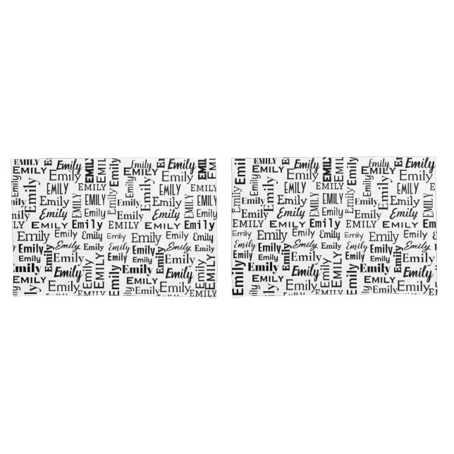 Funda De Cojín Nombre de EMILY negro en blanco (Anverso - Set)