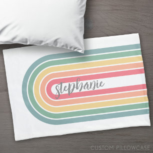 Funda De Cojín Nombre de guión de color arco de línea retro paste