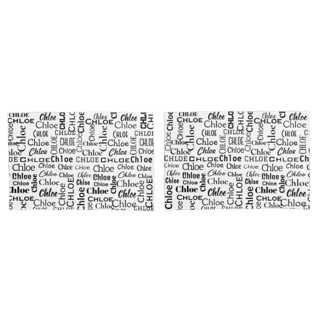 Funda De Cojín Nombre de la barra negra en blanco (Anverso - Set)