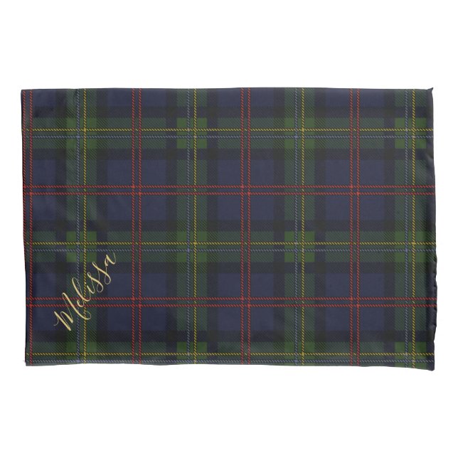 Funda De Cojín Nombre de la placa de Malcolm Tartan Personalizado (Anverso-izquierdo)