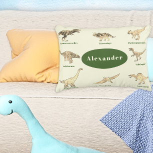 Funda De Cojín Nombre de Niño Personalizado Dinosaurio Verde Marr