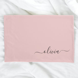 Funda De Cojín Nombre del Monograma de Rubor Dusty Pink Moderne S