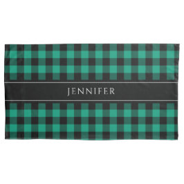 Funda De Cojín Nombre del patrón de granjas Green & Black Gingham